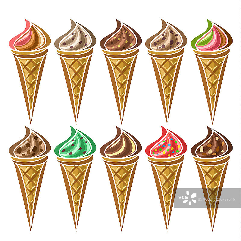 蛋卷冰淇淋套装图片素材