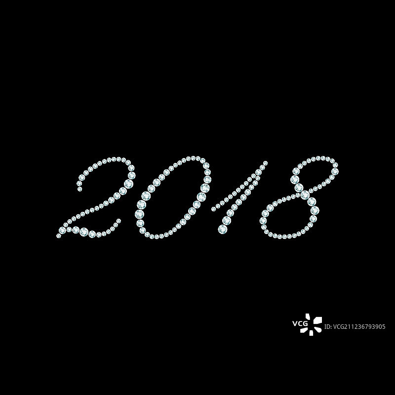 黑色背景上的2018数字图片素材