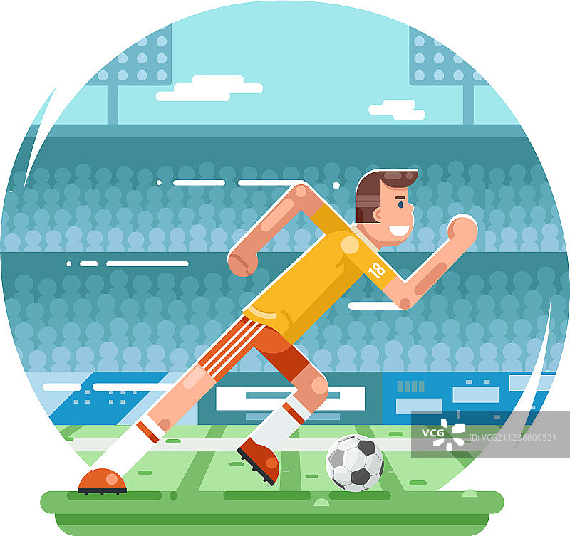 奔跑中的足球运动员角色体育场图片素材