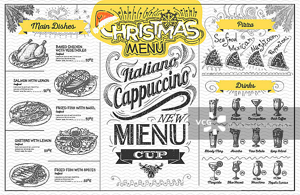 复古节日圣诞菜单设计图片素材