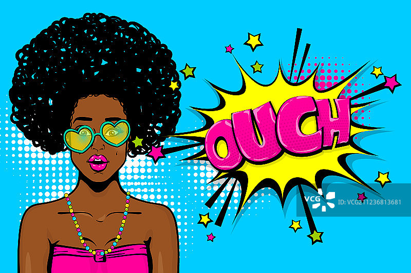 非洲裔美国年轻女孩波普艺术图片素材