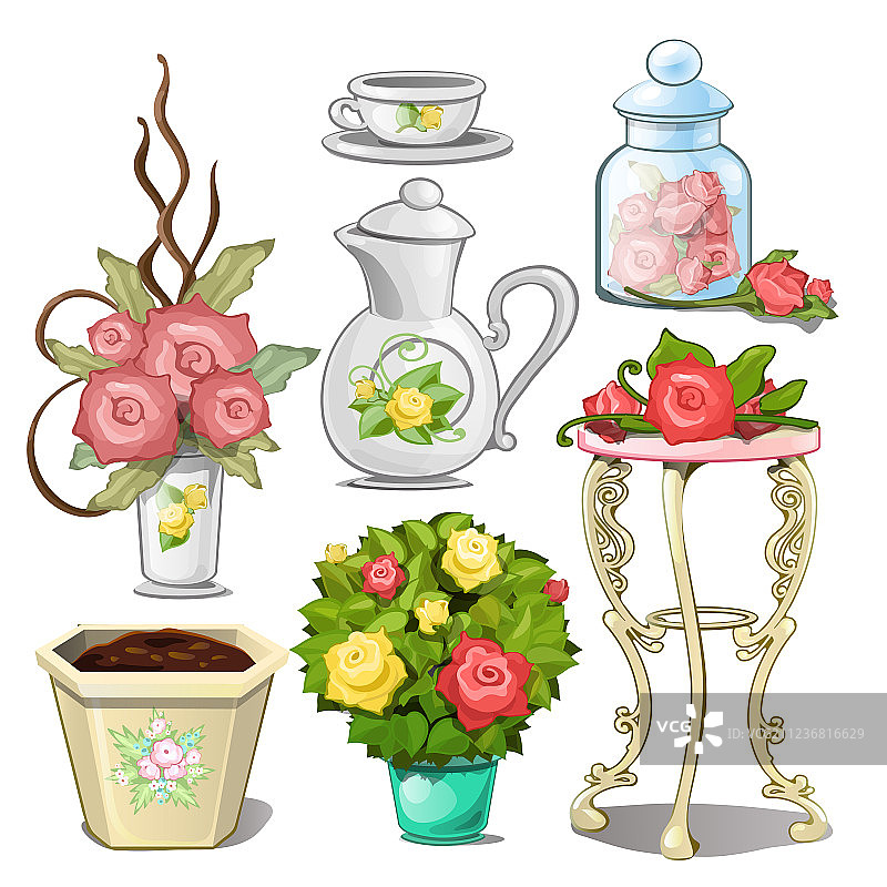 室内物品和餐具合集图片素材