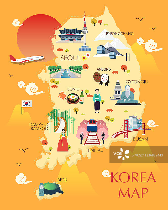 前往韩国地标图标地图图片素材