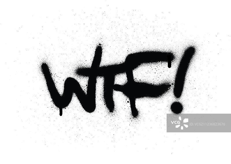 涂鸦WTF聊天缩写黑白喷绘图片素材