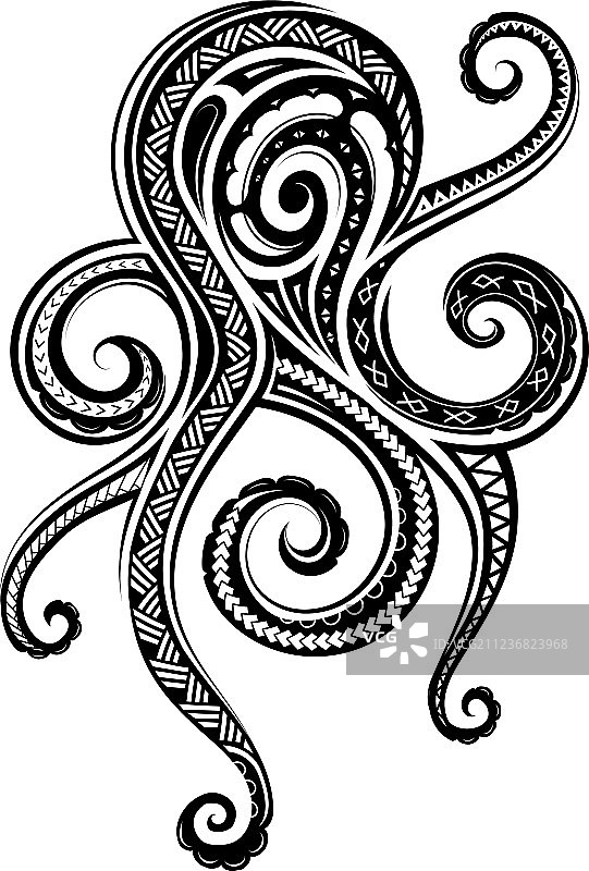 毛利族章鱼纹身纹饰图片素材