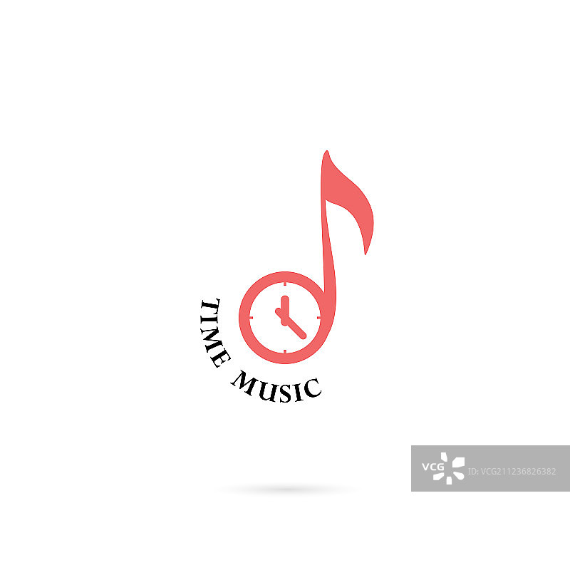 音符符号和时钟图标Logo设计图片素材