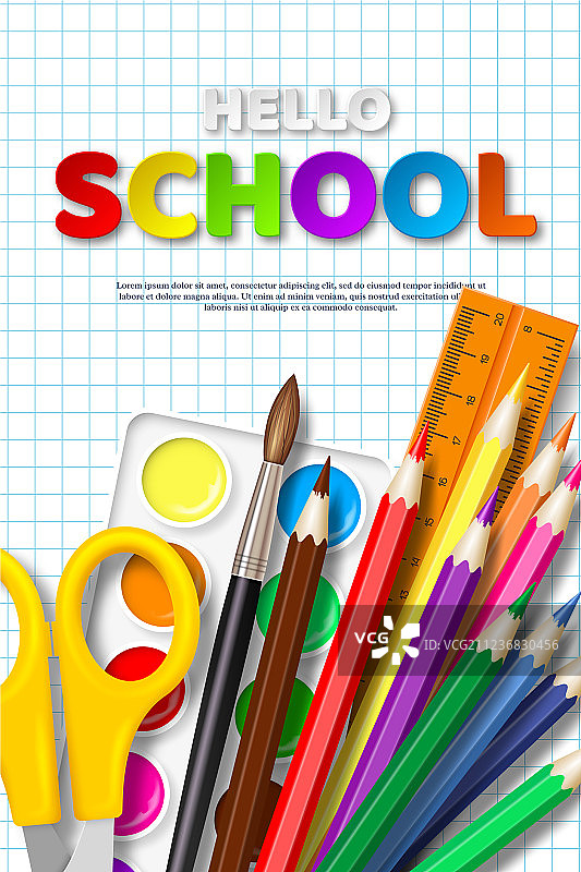 带有你好开学季排版设计的促销海报图片素材