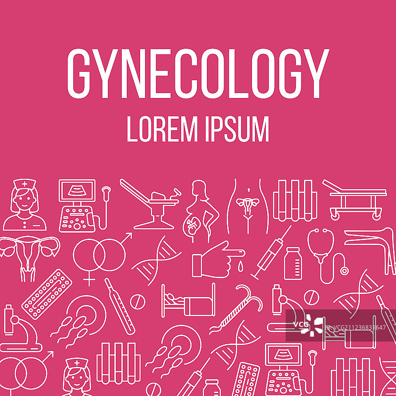 带有扁平图标的妇科海报图片素材