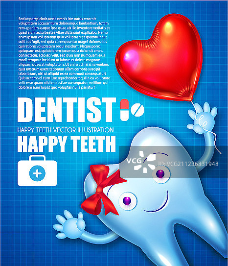 带有闪亮牙膏的健康牙齿卡通图片素材