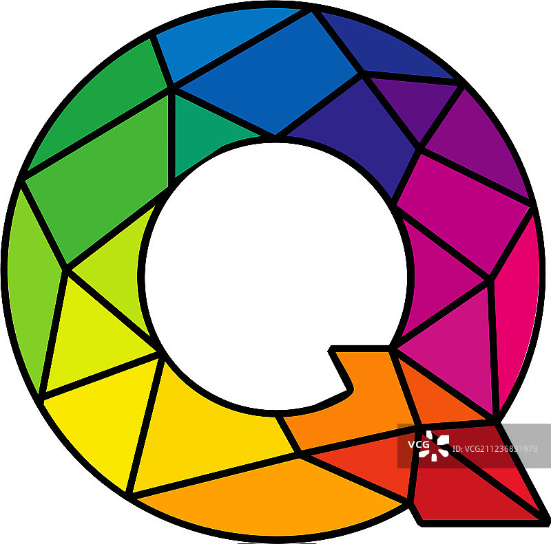 Q字母彩色低多边形logo图标设计图片素材