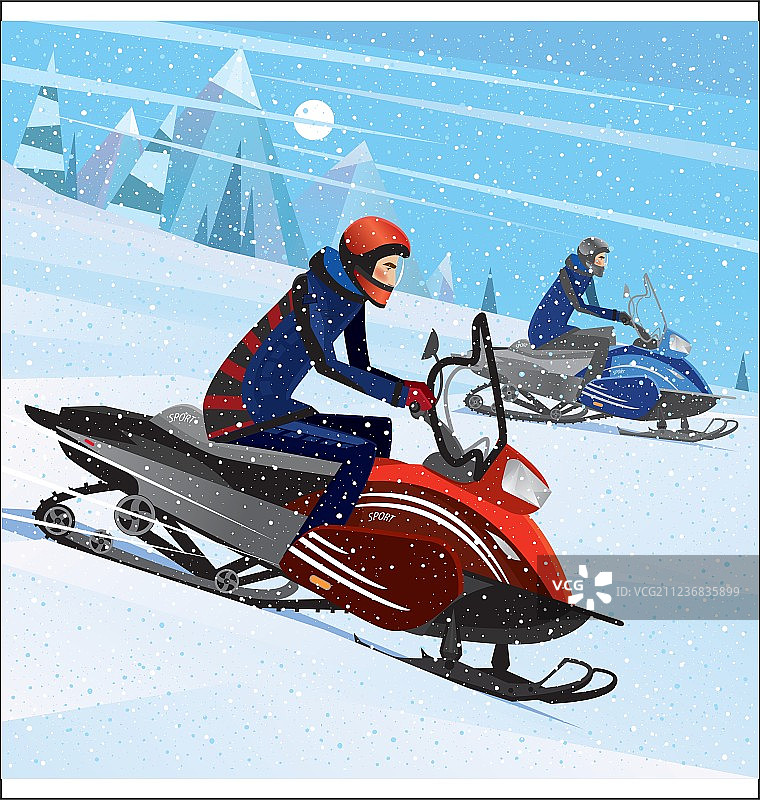朋友们玩雪地摩托图片素材