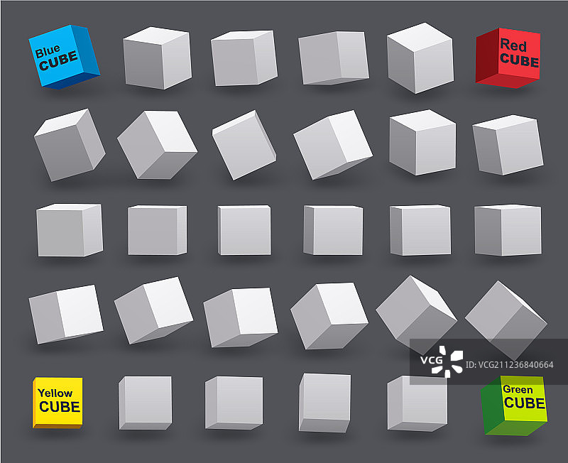 各种倾斜角度的白色立方体图片素材