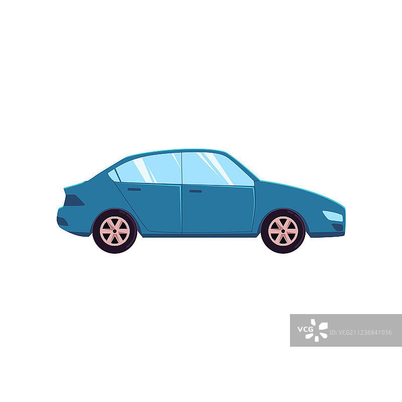 扁平风格蓝色汽车侧视图图片素材