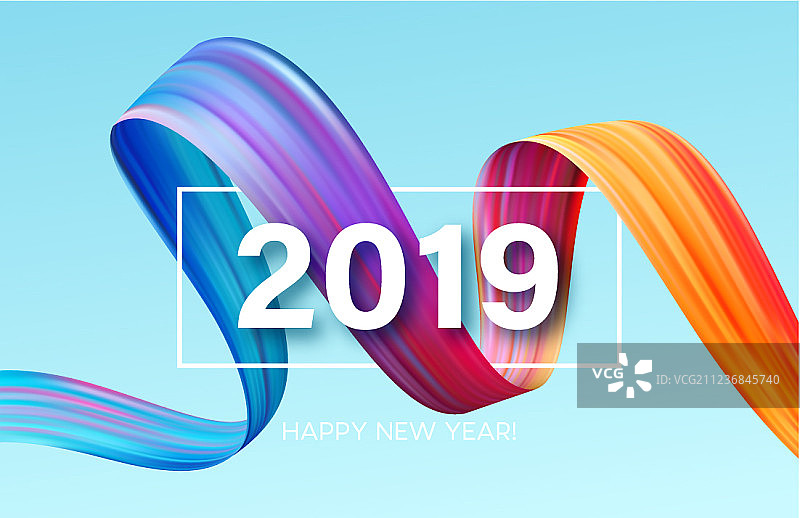 2019新年彩色笔触油画图片素材