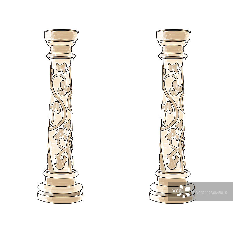 风格化的希腊涂鸦多立克柱图片素材