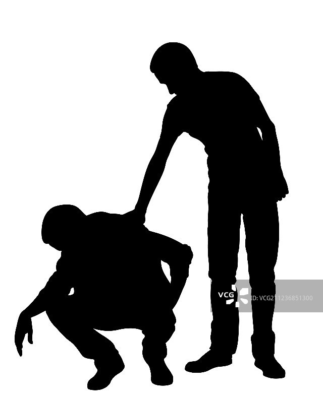 男子安慰另一男子的剪影图片素材