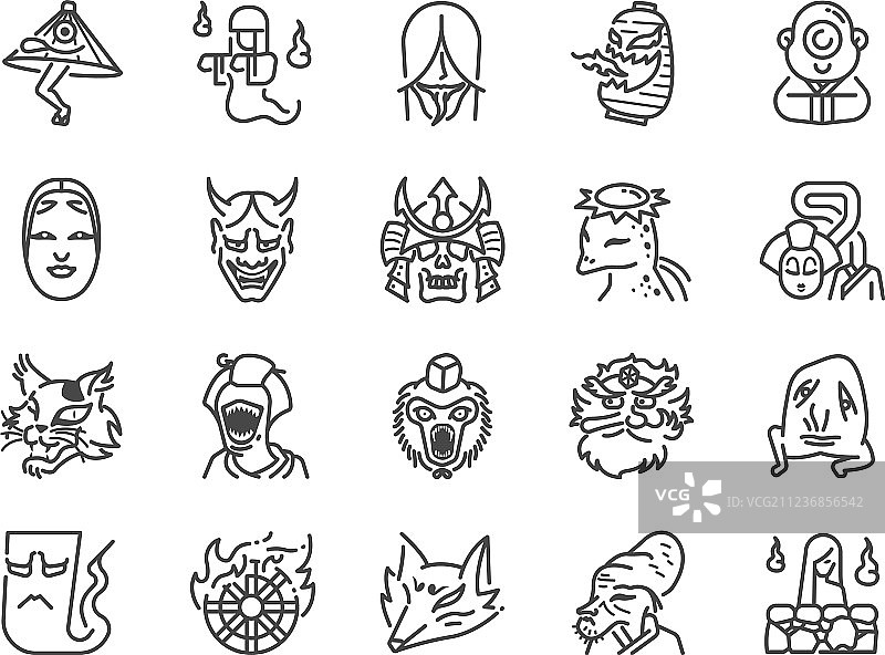 日式鬼怪图标合集图片素材