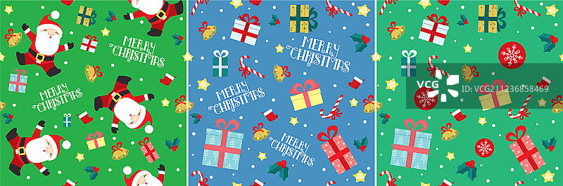 圣诞老人圣诞礼物无缝图案合集图片素材