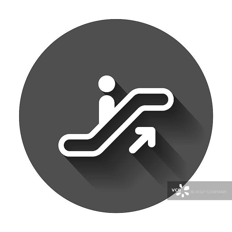 具有长阴影商业效果的自动扶梯电梯图标图片素材