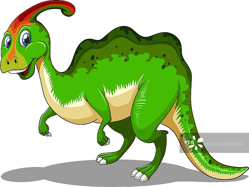 站立在白色背景上的绿色恐龙图片素材
