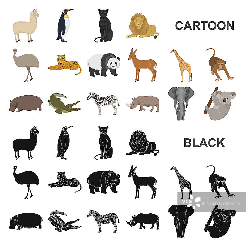 卡通动物图标合集图片素材