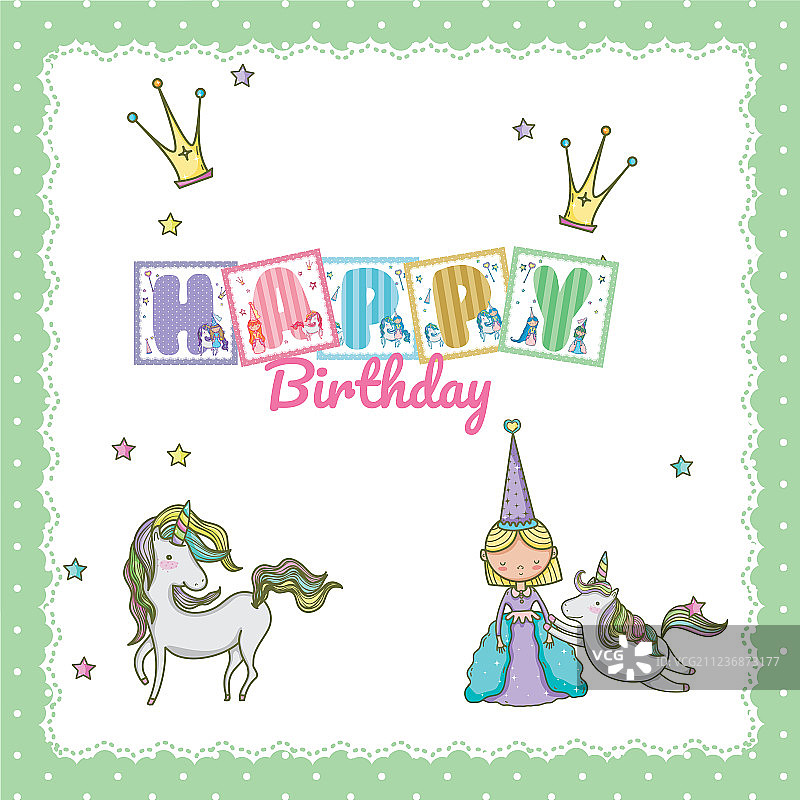 小女孩生日快乐卡片图片素材