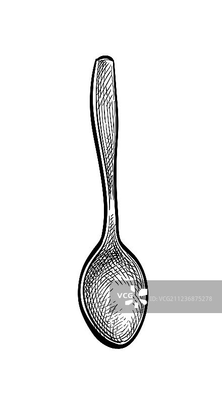 墨水素描勺子图片素材