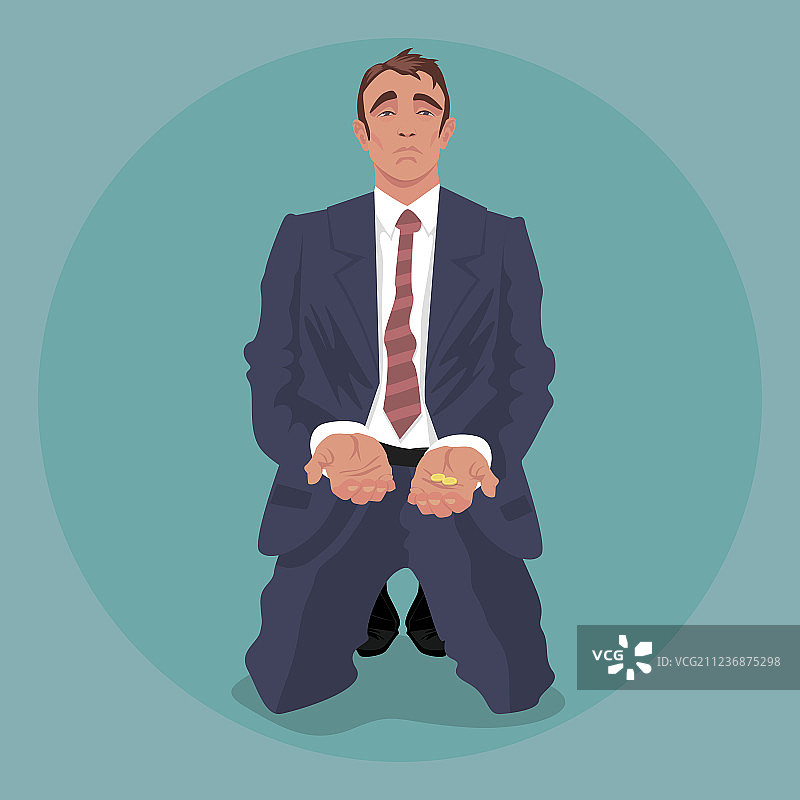 疲惫的商人跪地乞求图片素材