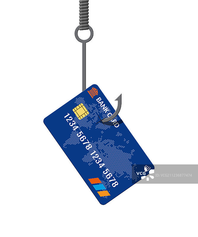 鱼钩上的银行卡，金钱陷阱概念图片素材