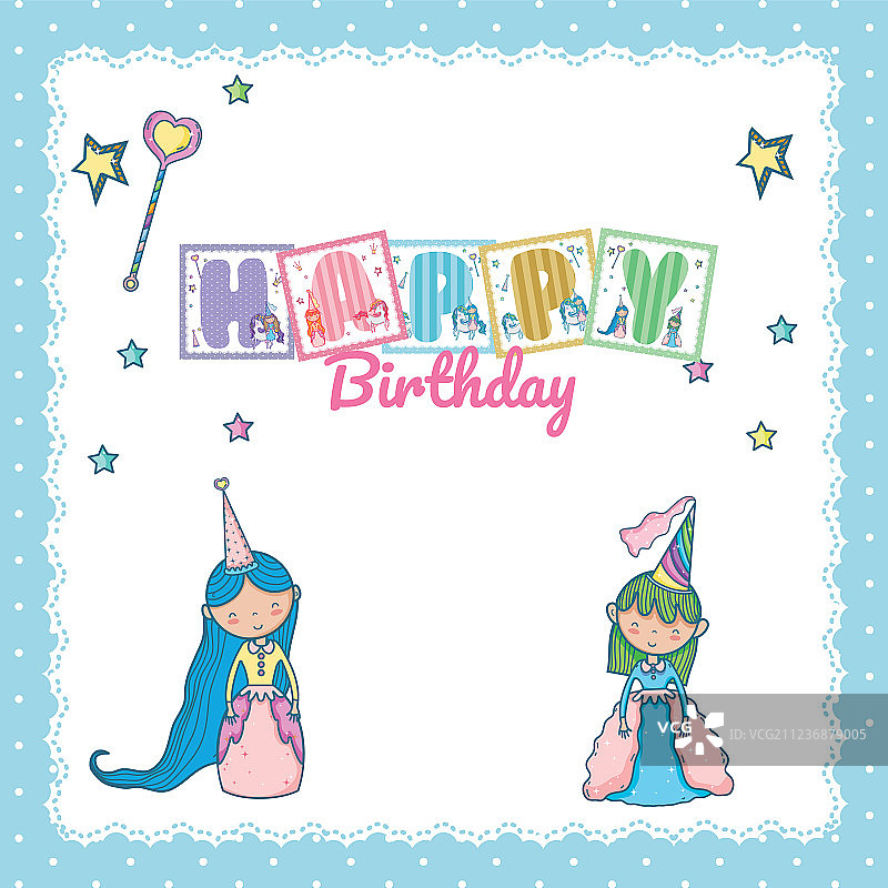 小女孩生日快乐卡片图片素材