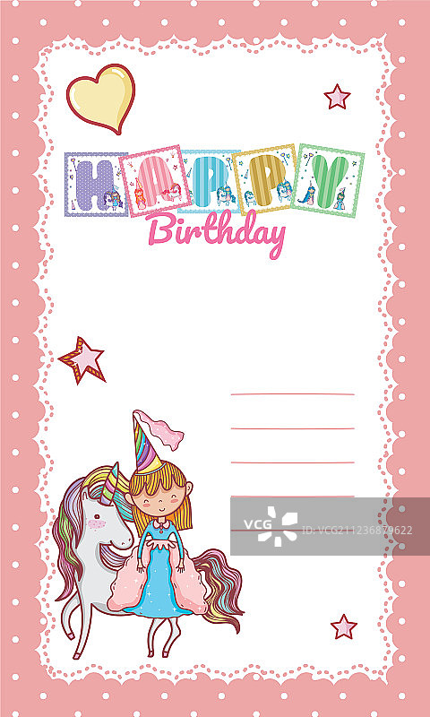 小女孩生日快乐卡片图片素材