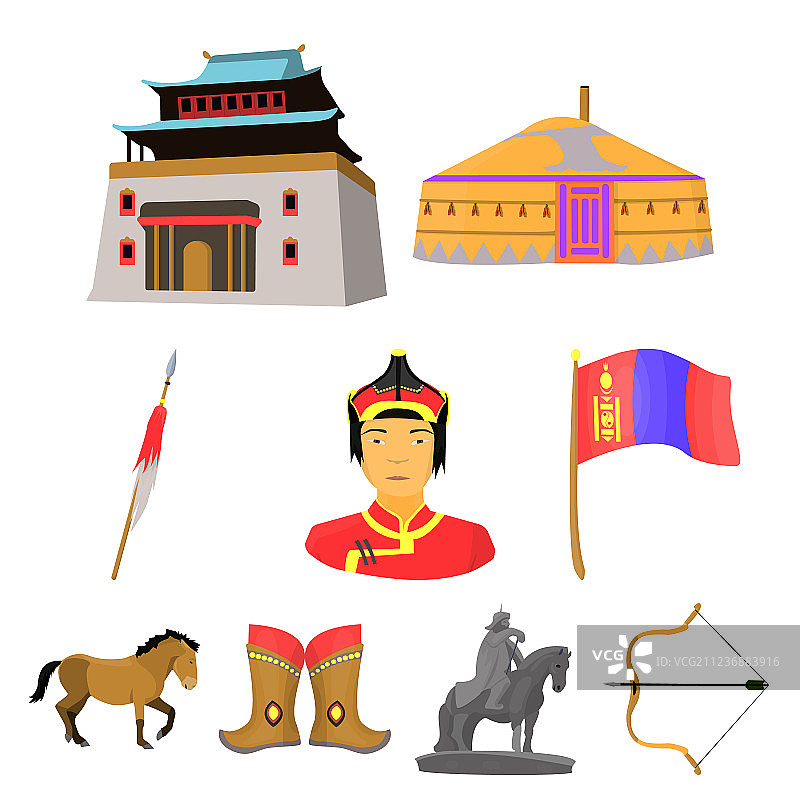 蒙古族民族特色图标集图片素材