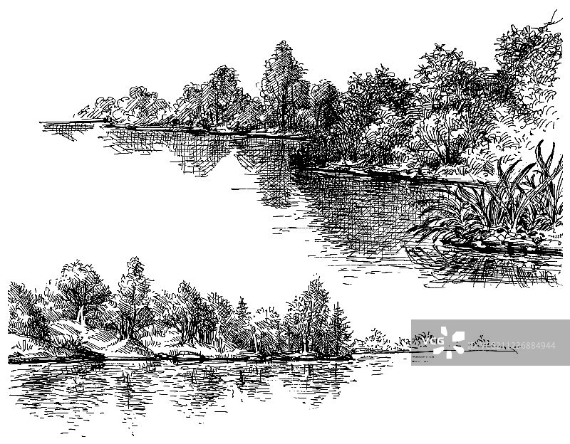 河岸与植被图片素材