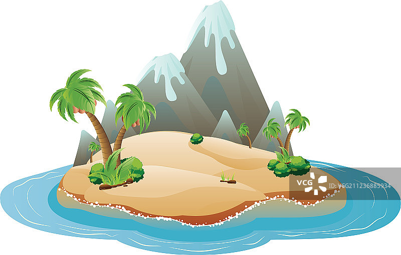 卡通火山岛图片素材