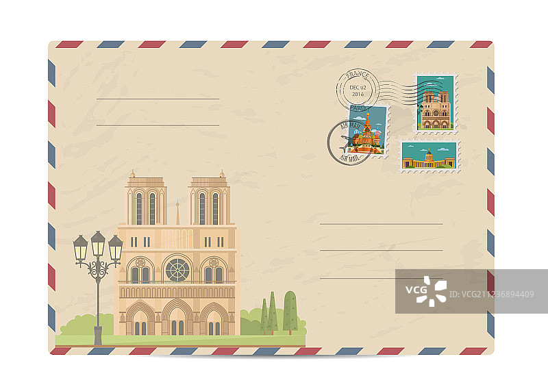 带邮票的复古邮政信封图片素材