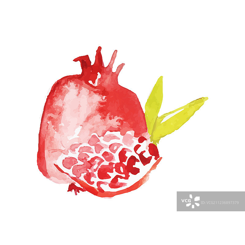 手绘水彩多汁成熟石榴图片素材