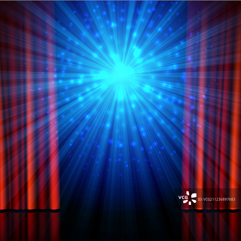 舞台聚光灯和红色幕布剧院图片素材