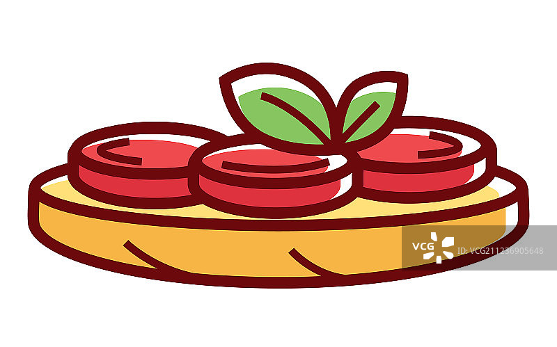 美味的番茄罗勒意式烤面包图片素材