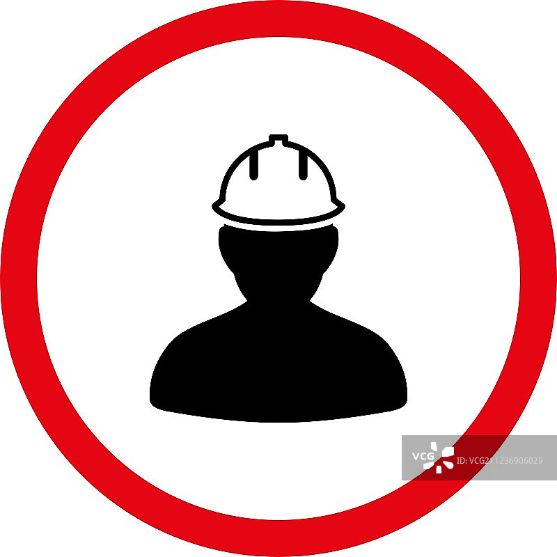 戴着安全帽的扁平圆形图标图片素材