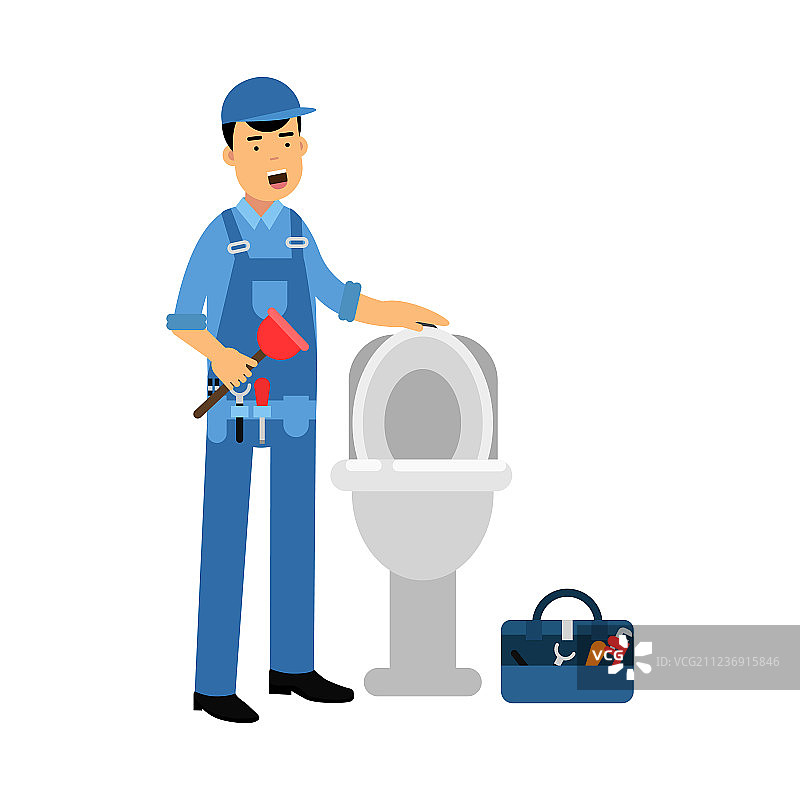 专业水管工修理马桶图片素材