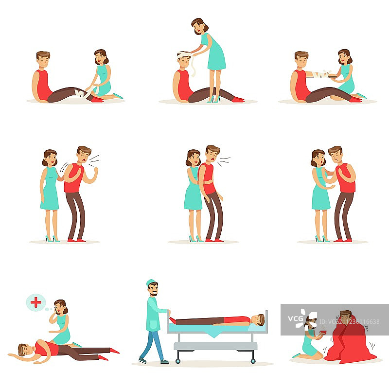 女人学习急救知识图片素材