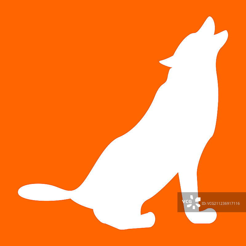 白色狼图标剪影图片素材