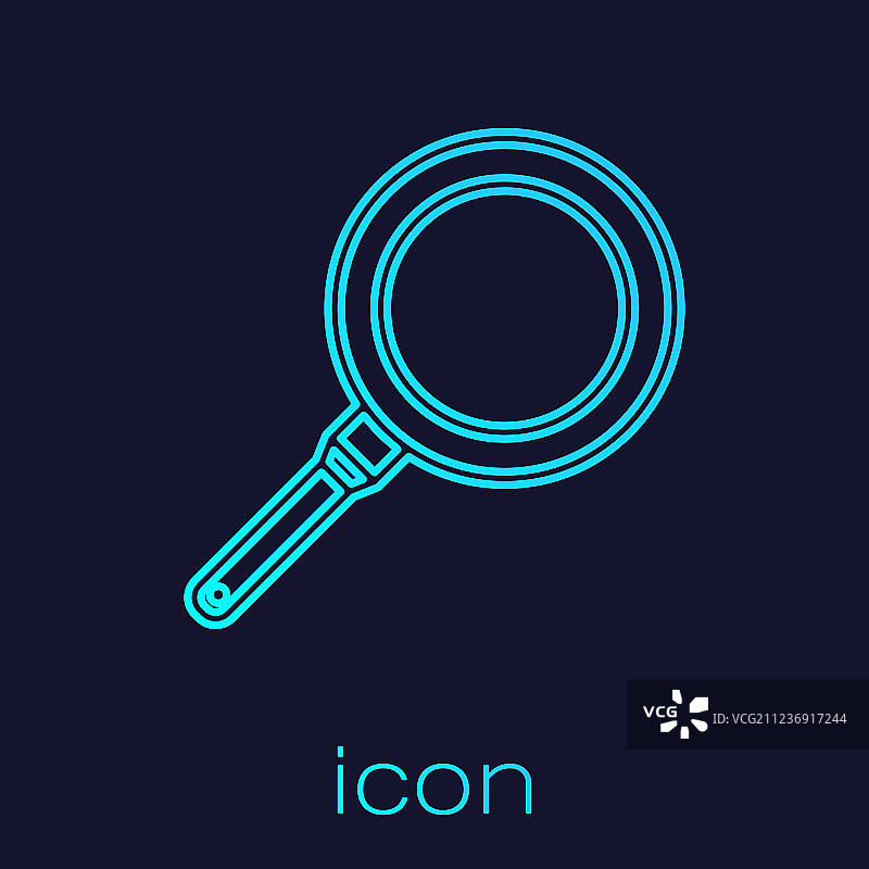 蓝色背景上的青绿色线条煎锅图标图片素材