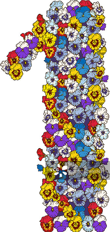 用各色三色堇花朵制成的一个数字图片素材