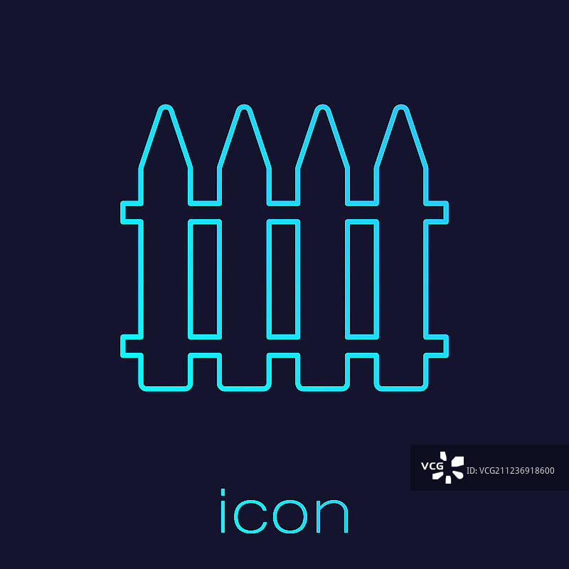 绿松石线条花园木栅栏图标图片素材