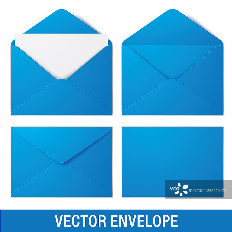 逼真蓝色信封模型图片素材