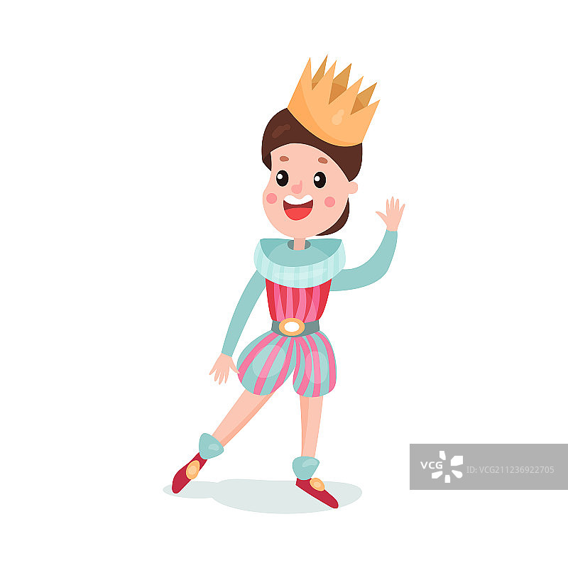 穿着王子服装的可爱卡通男孩角色图片素材