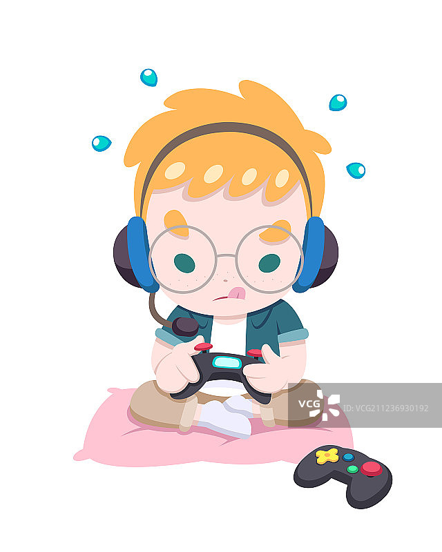 玩游戏的可爱小男孩图片素材