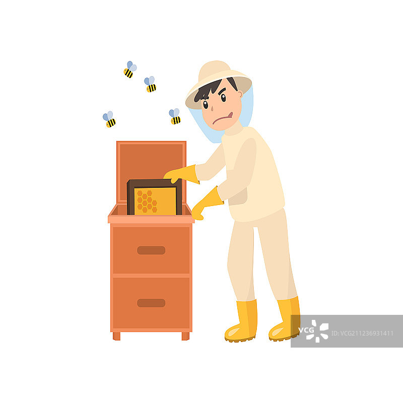 养蜂人采蜜图片素材