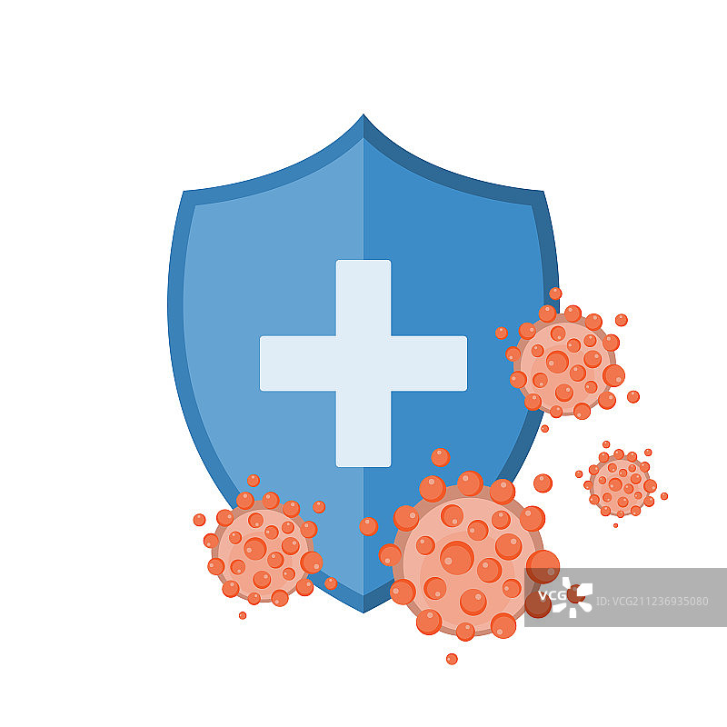 蓝色盾牌保护免受病毒侵害图片素材